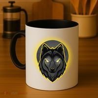 Cool Ghost Wolf Glowing Moon Coffee Mug thumb 4