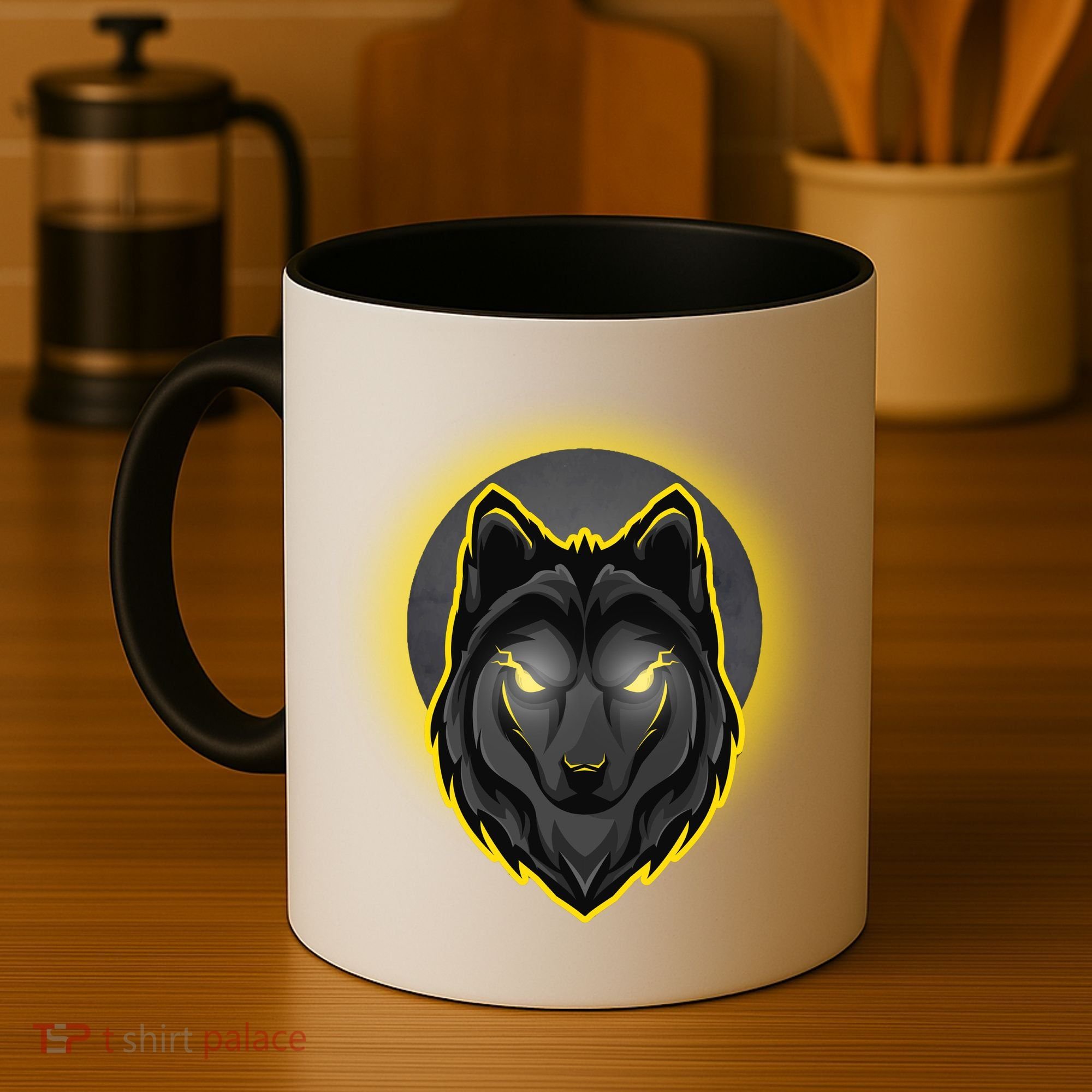 Cool Ghost Wolf Glowing Moon Coffee Mug