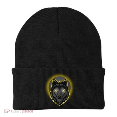 Cool Ghost Wolf Glowing Moon Beanie