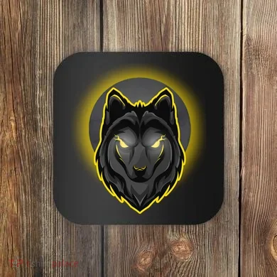 Cool Ghost Wolf Glowing Moon Coaster