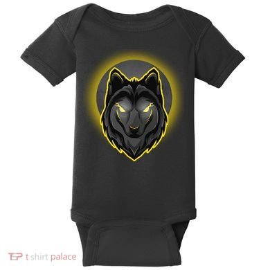 Cool Ghost Wolf Glowing Moon Baby Bodysuit