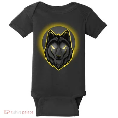 Cool Ghost Wolf Glowing Moon Baby Bodysuit