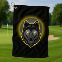 Cool Ghost Wolf Glowing Moon Golf Towel thumb 1