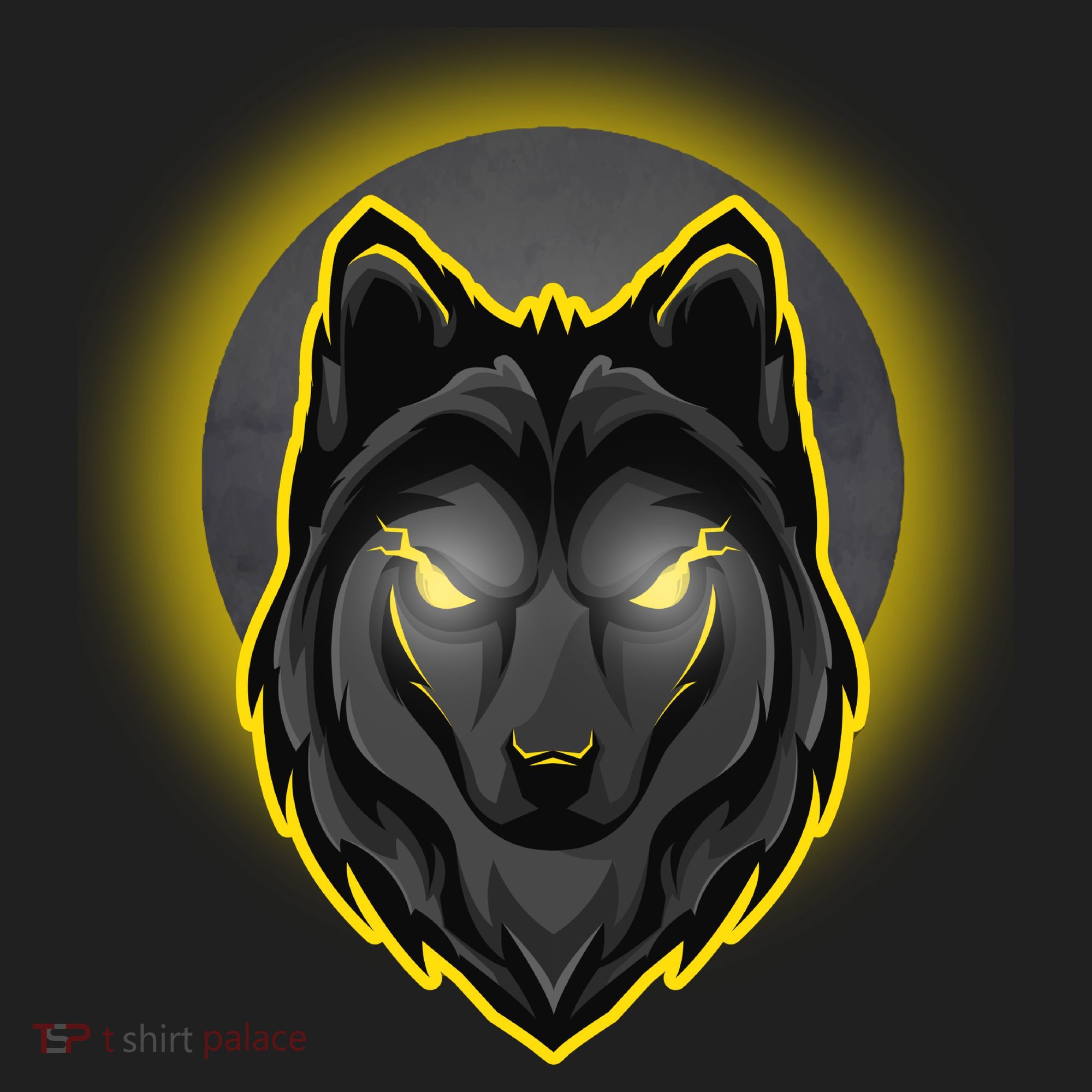 Cool Ghost Wolf Glowing Moon Golf Towel