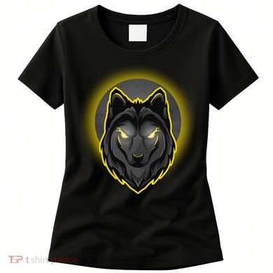Cool Ghost Wolf Glowing Moon Women's T-Shirt