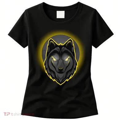 Cool Ghost Wolf Glowing Moon Women's T-Shirt