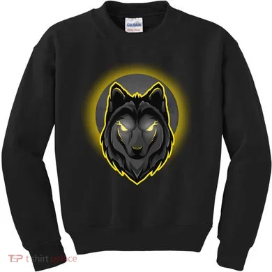 Cool Ghost Wolf Glowing Moon Kids Sweatshirt