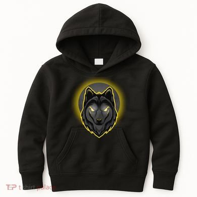 Cool Ghost Wolf Glowing Moon Kids Hoodie
