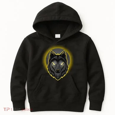 Cool Ghost Wolf Glowing Moon Kids Hoodie