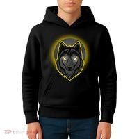 Cool Ghost Wolf Glowing Moon Kids Hoodie thumb 4