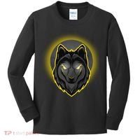 Cool Ghost Wolf Glowing Moon Kids Long Sleeve Shirt thumb 0