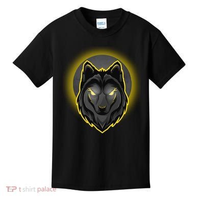 Cool Ghost Wolf Glowing Moon Kids T-Shirt