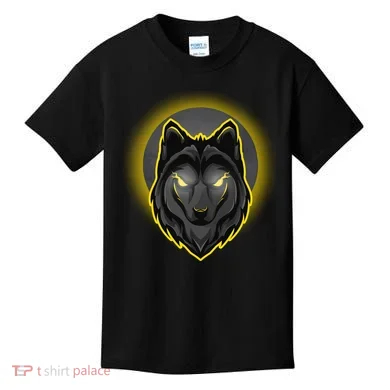 Cool Ghost Wolf Glowing Moon Kids T-Shirt