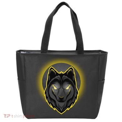Cool Ghost Wolf Glowing Moon Tote Bag