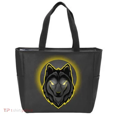 Cool Ghost Wolf Glowing Moon Tote Bag