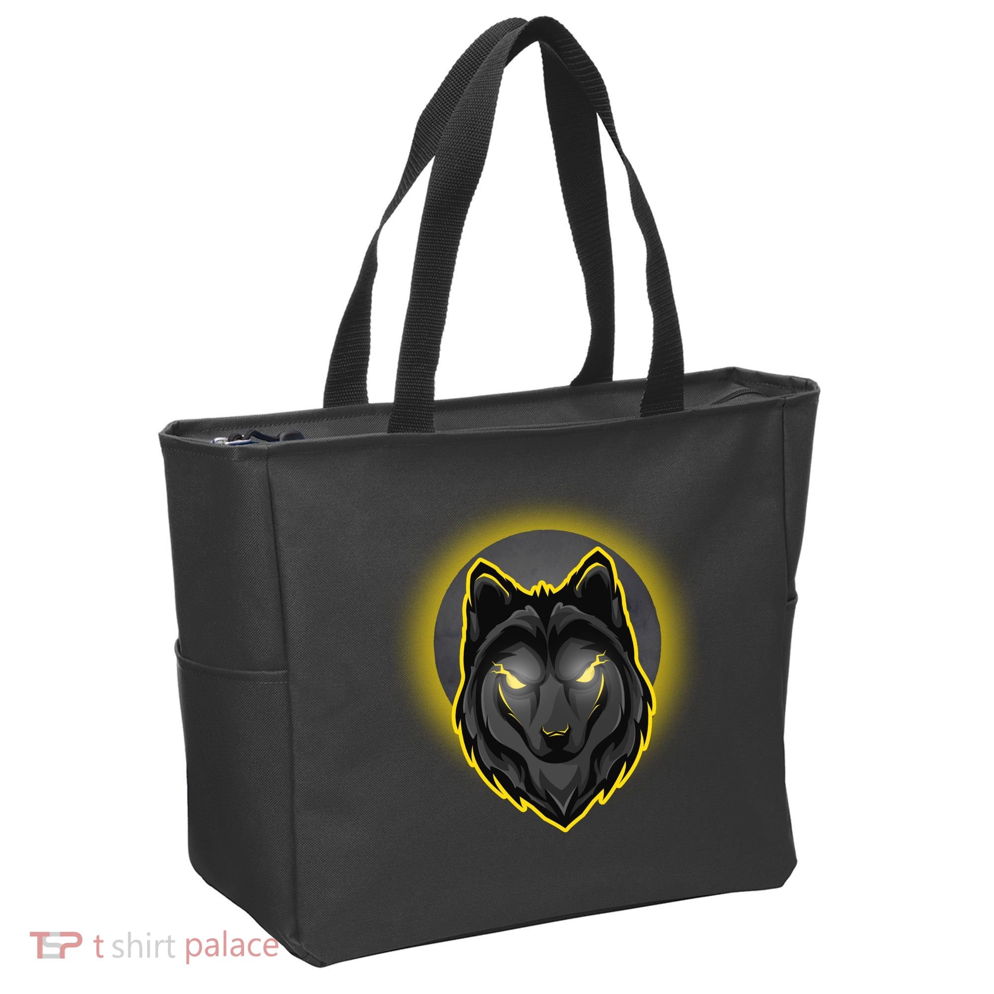 Cool Ghost Wolf Glowing Moon Tote Bag