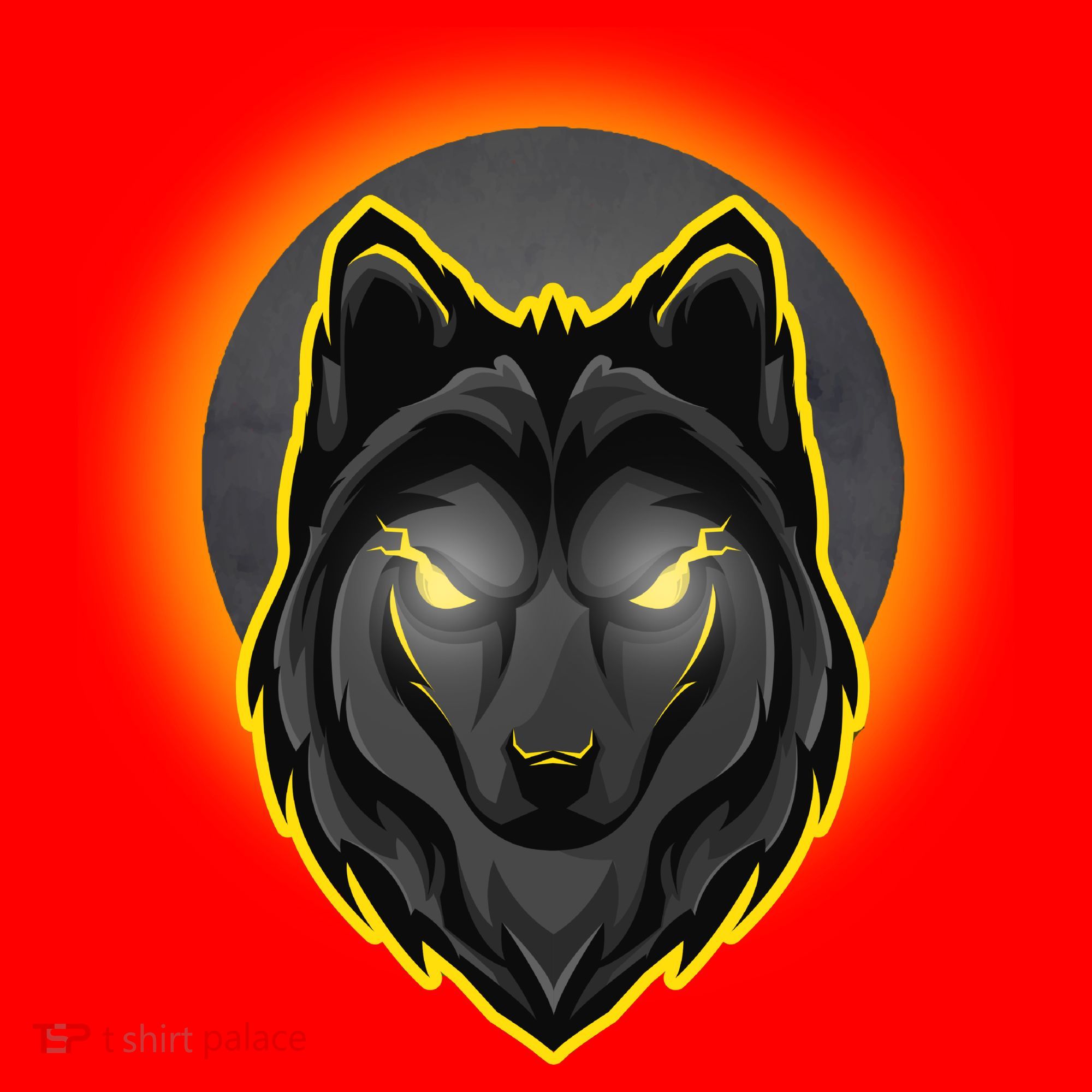 Cool Ghost Wolf Glowing Moon Santa Hat