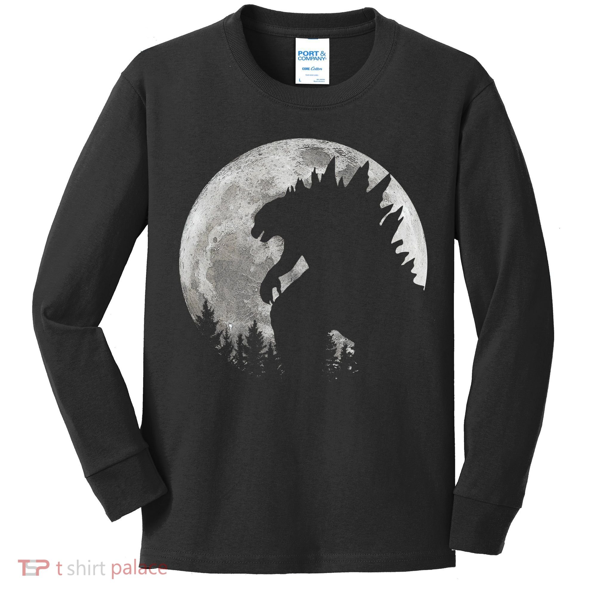 Cool Monster Full Moon Kids Long Sleeve Shirt