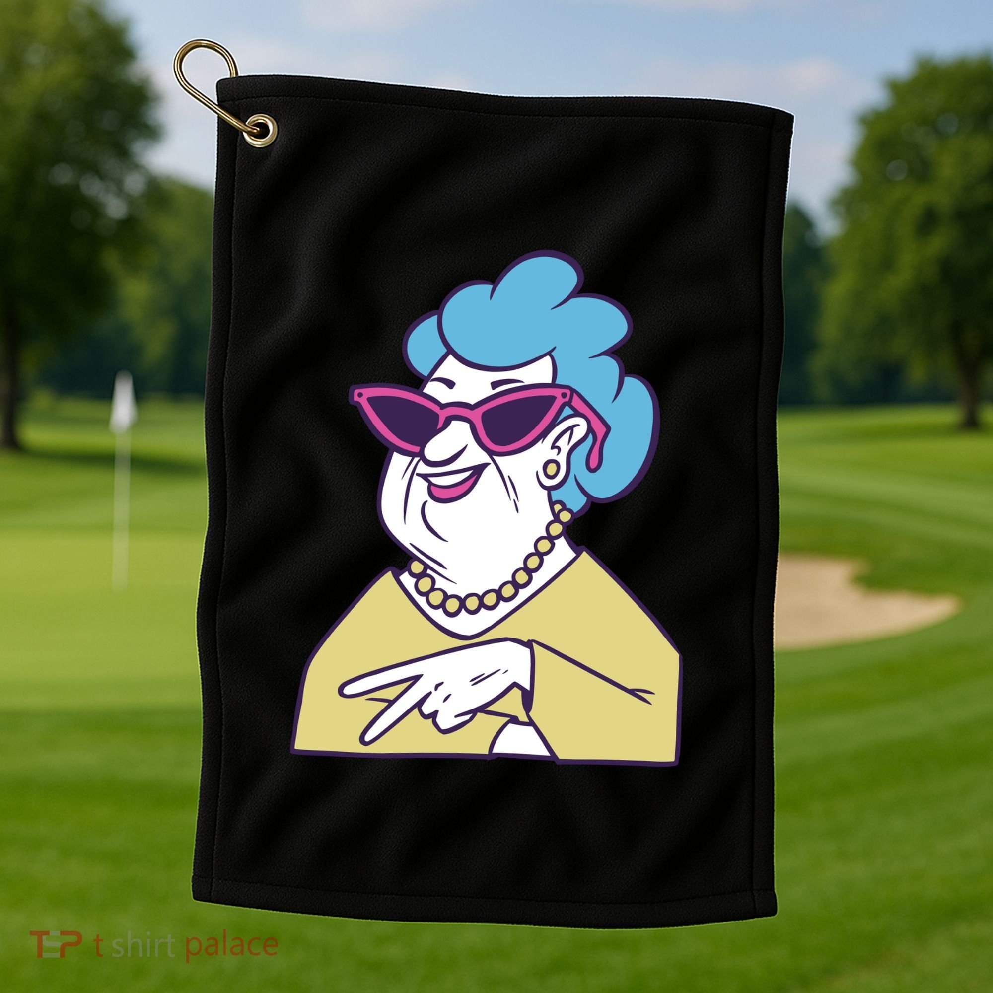 Cool Grandma Peace Sign Golf Towel