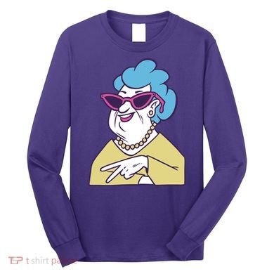 Cool Grandma Peace Sign Long Sleeve Shirt