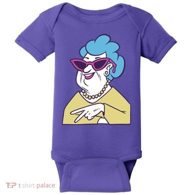 Cool Grandma Peace Sign Baby Bodysuit
