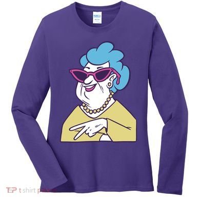 Cool Grandma Peace Sign Women's Long Sleeve Shirt