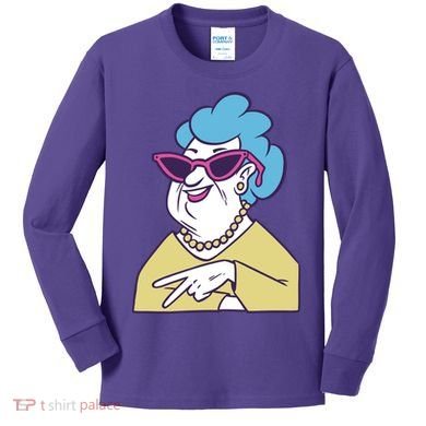 Cool Grandma Peace Sign Kids Long Sleeve Shirt