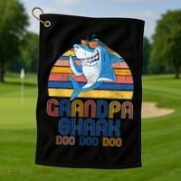 Cool Grandpa Shark Doo Doo Doo Golf Towel thumb 1