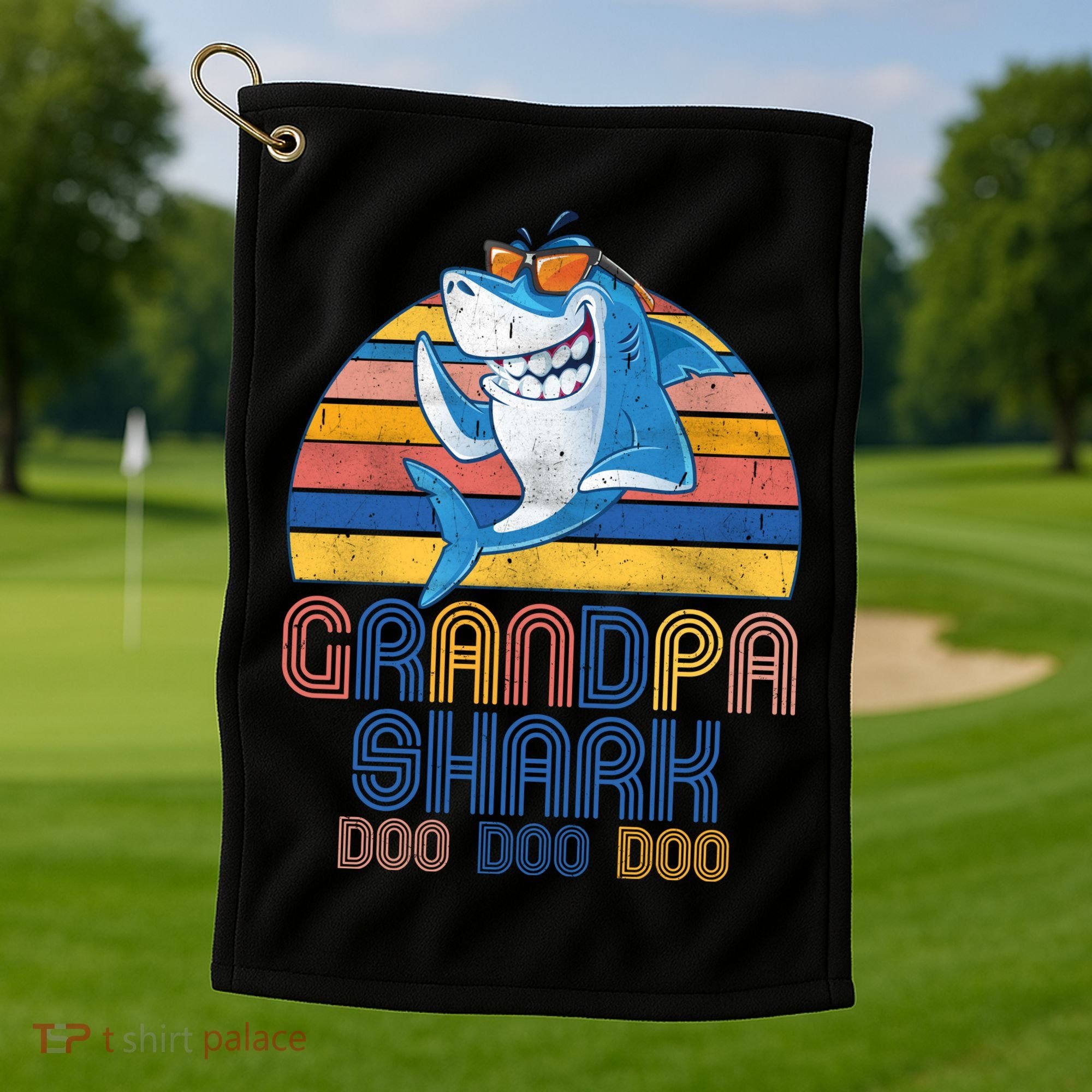 Cool Grandpa Shark Doo Doo Doo Golf Towel