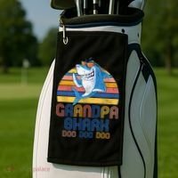 Cool Grandpa Shark Doo Doo Doo Golf Towel thumb 2