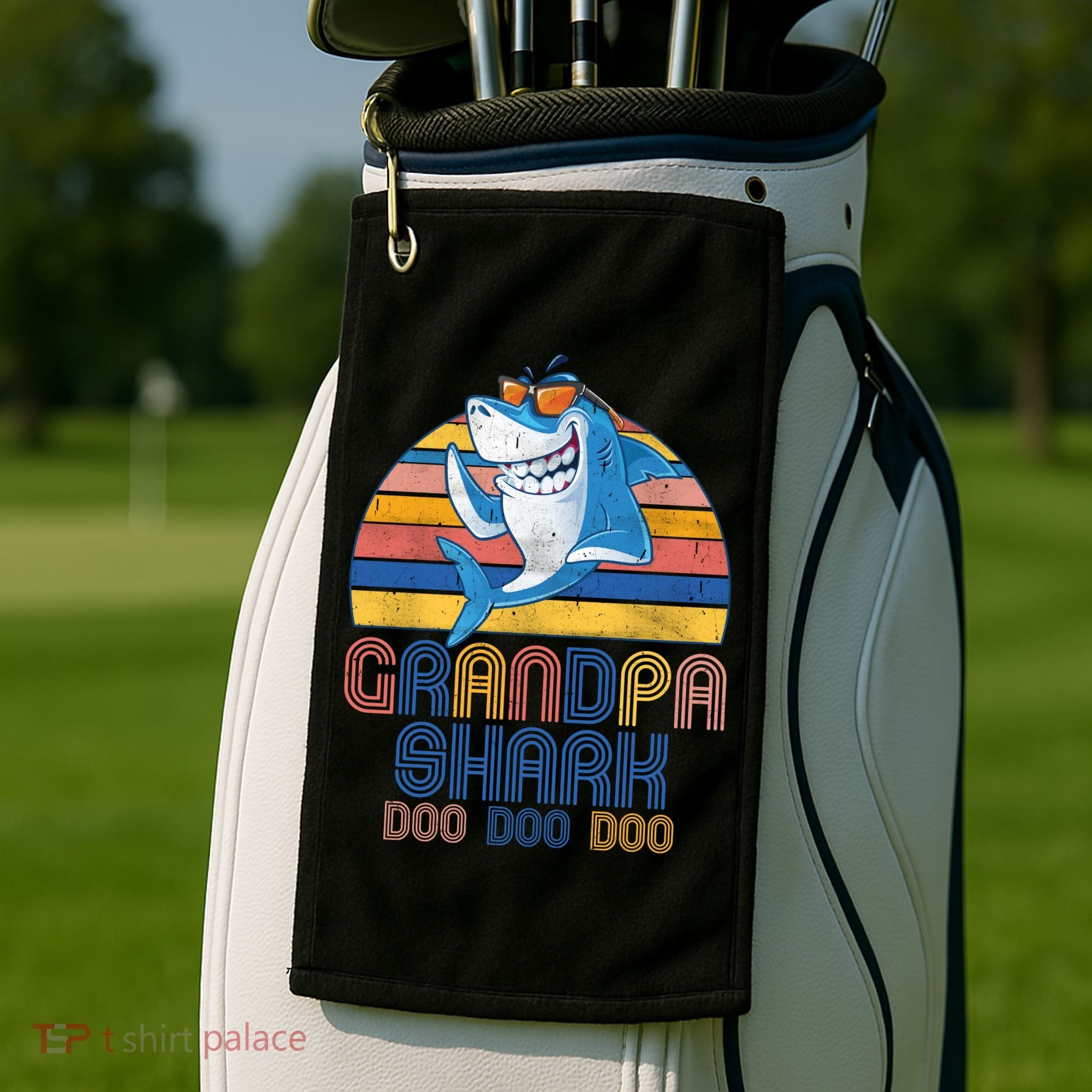 Cool Grandpa Shark Doo Doo Doo Golf Towel
