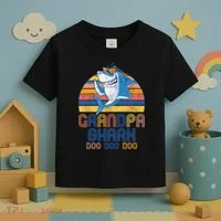Cool Grandpa Shark Doo Doo Doo Toddler T-Shirt thumb 3