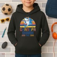 Cool Grandpa Shark Doo Doo Doo Kids Hoodie thumb 2