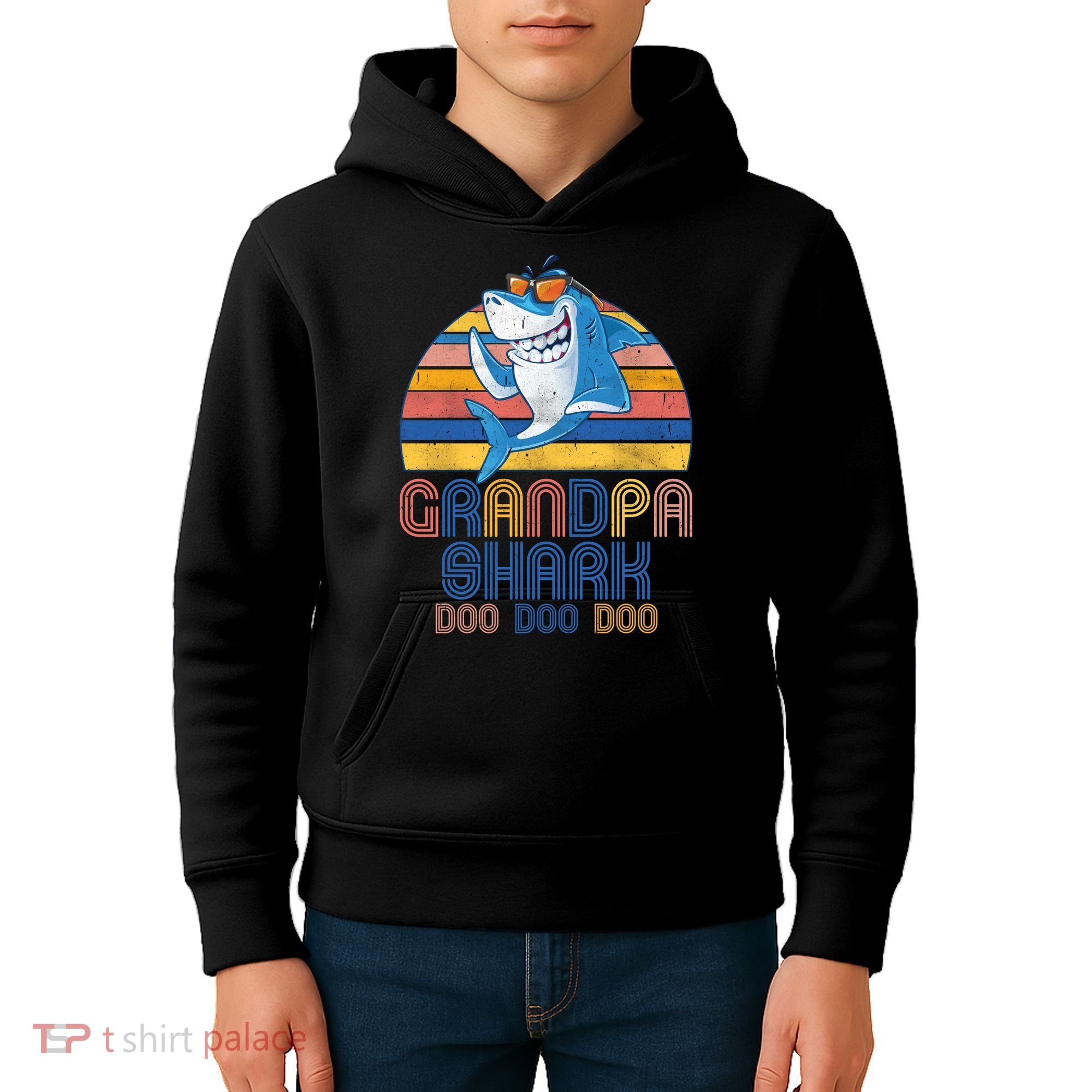Cool Grandpa Shark Doo Doo Doo Kids Hoodie
