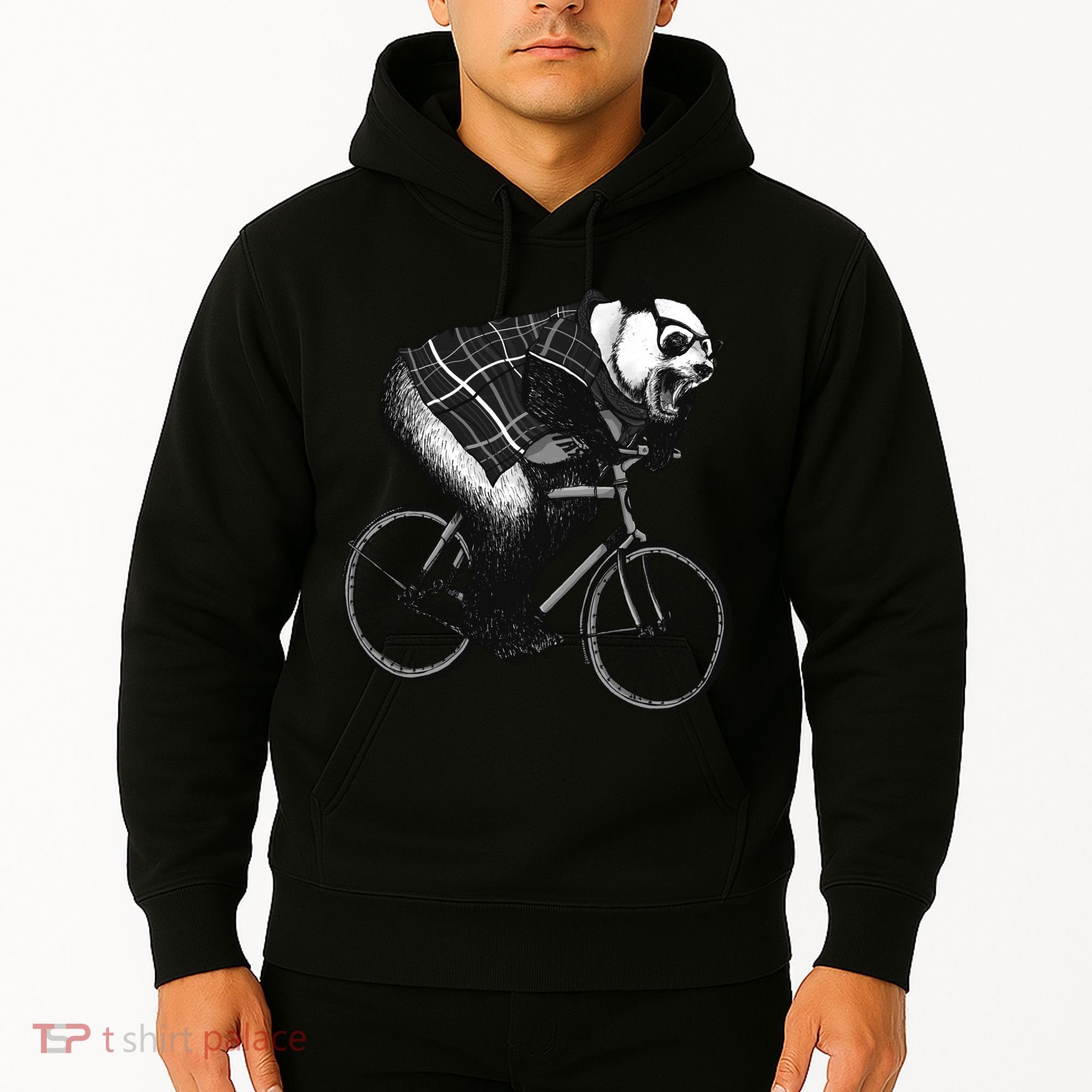 Cool Grey Style Hipster Panda Hoodie