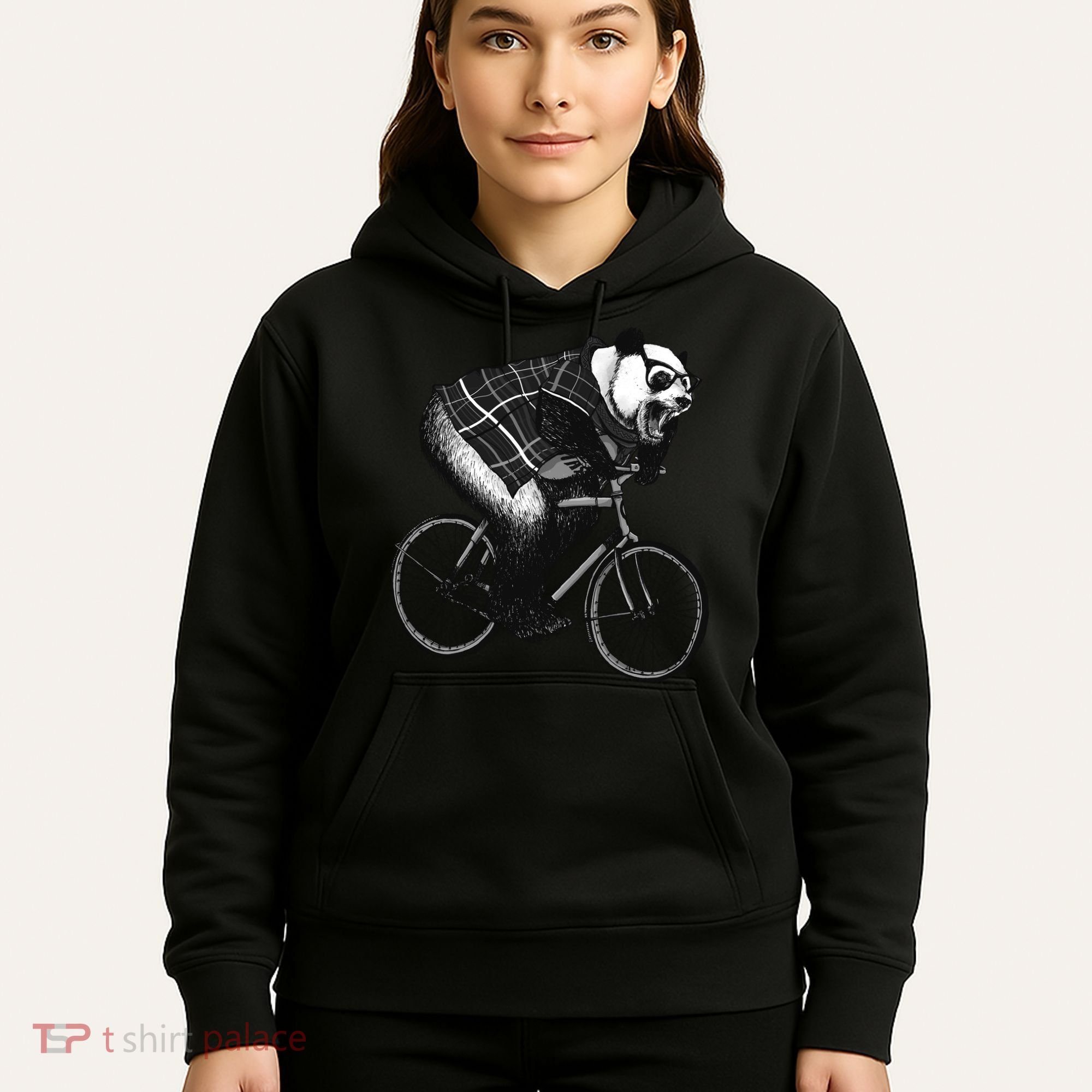 Cool Grey Style Hipster Panda Hoodie