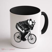 Cool Grey Style Hipster Panda Coffee Mug thumb 1