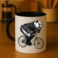Cool Grey Style Hipster Panda Coffee Mug thumb 4