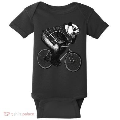 Cool Grey Style Hipster Panda Baby Bodysuit