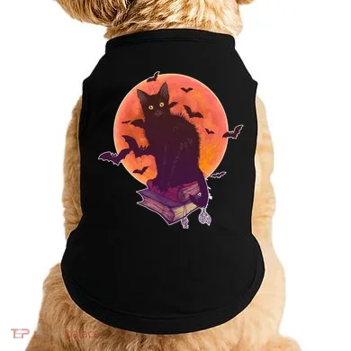 Cool Halloween Black Cat Moon Doggie Tank