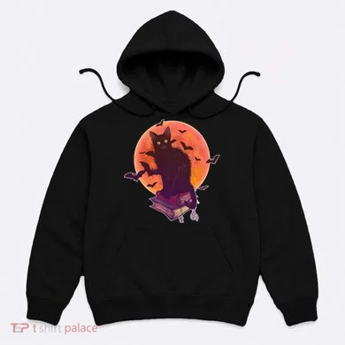 Cool Halloween Black Cat Moon Hoodie
