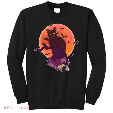 Cool Halloween Black Cat Moon Sweatshirt