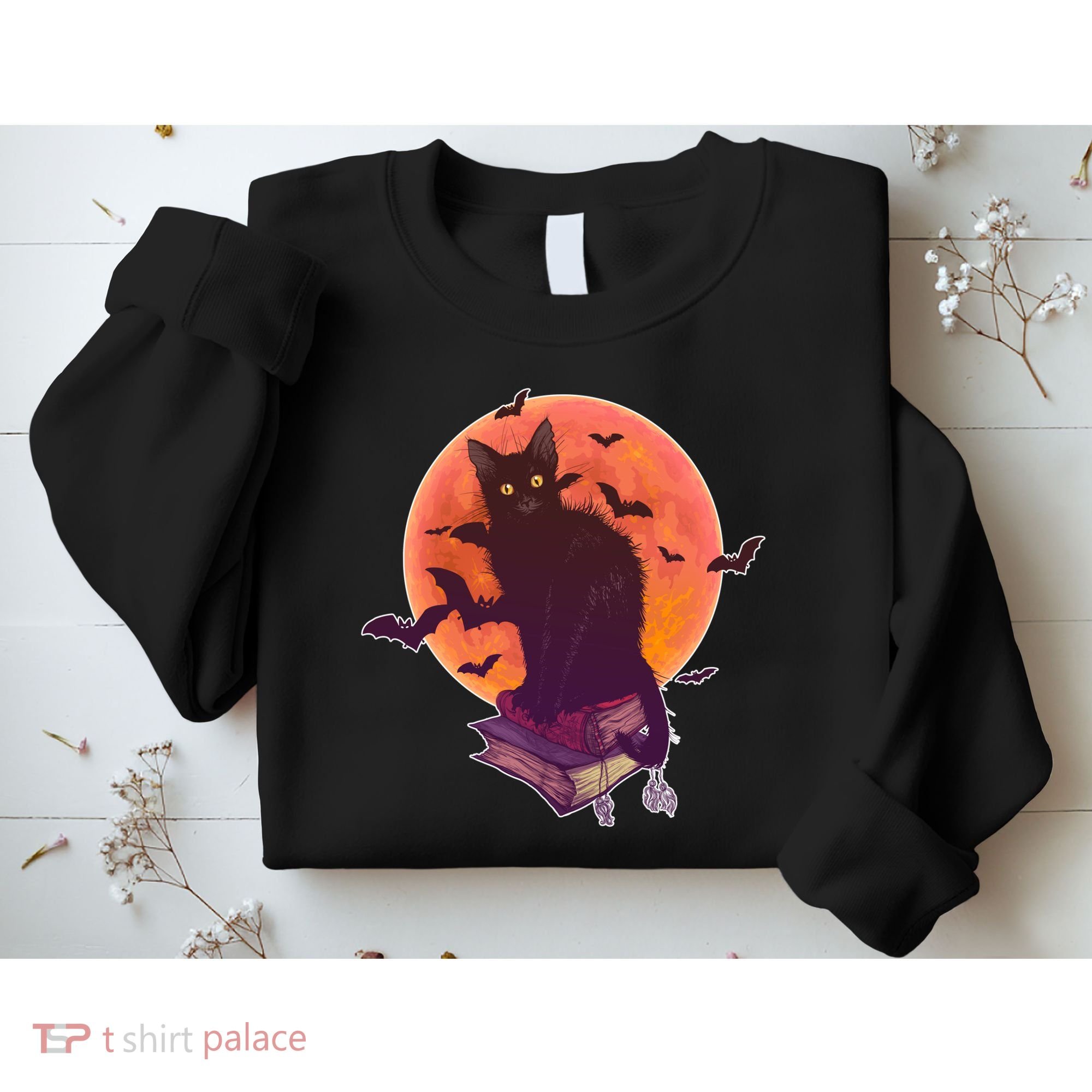 Cool Halloween Black Cat Moon Sweatshirt