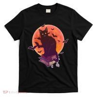 Cool Halloween Black Cat Moon T-Shirt thumb 0