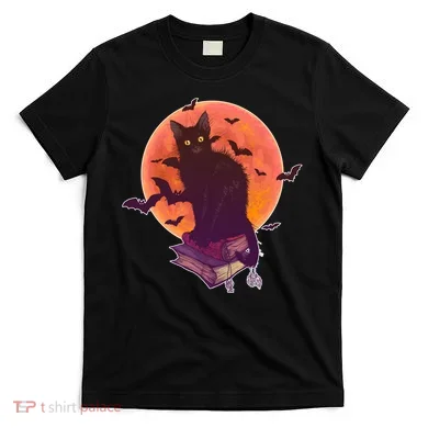 Cool Halloween Black Cat Moon T-Shirt