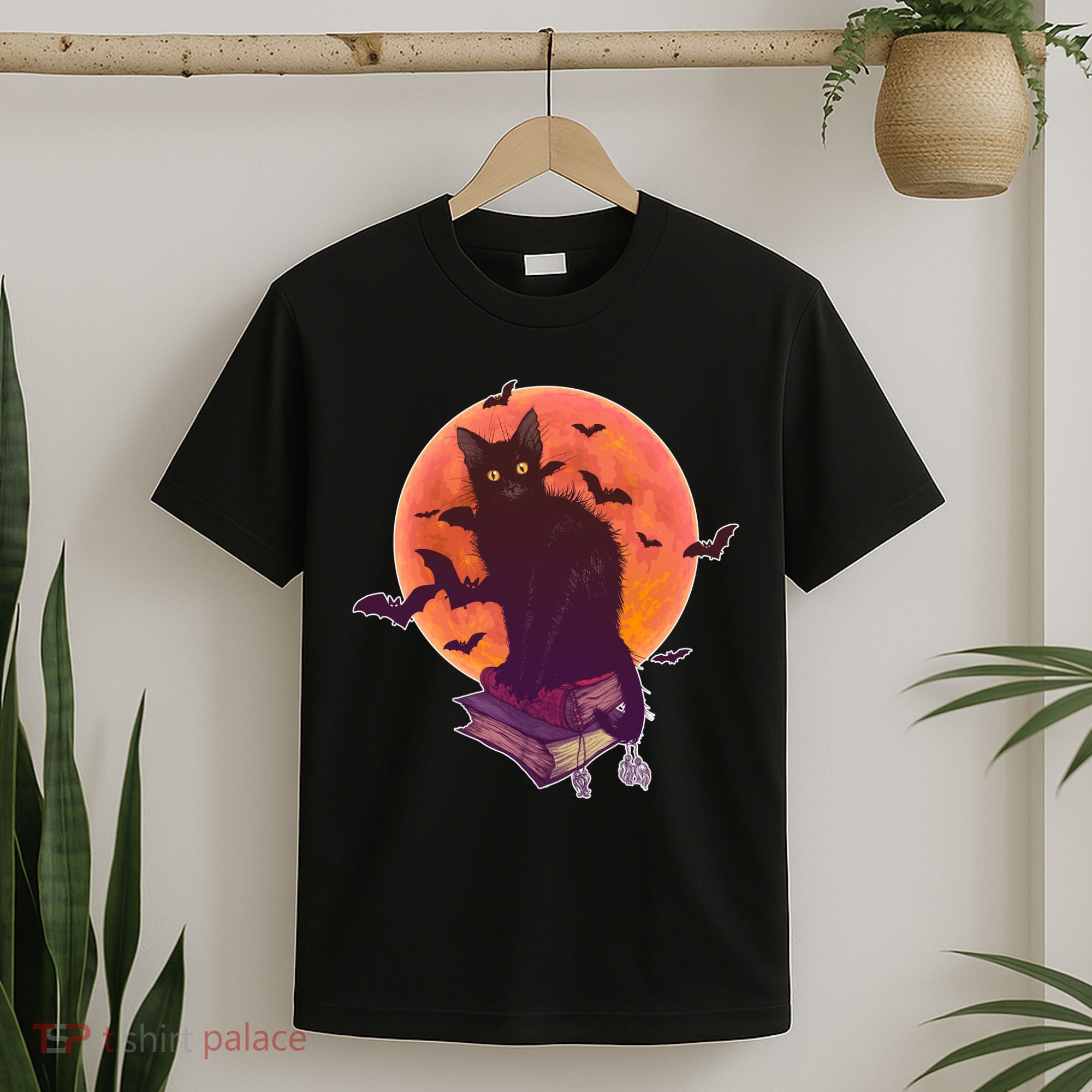 Cool Halloween Black Cat Moon T-Shirt