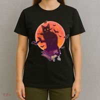 Cool Halloween Black Cat Moon T-Shirt thumb 4