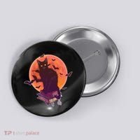 Cool Halloween Black Cat Moon Button thumb 0
