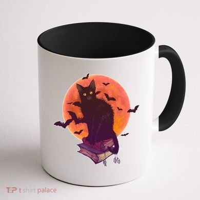 Cool Halloween Black Cat Moon Coffee Mug back