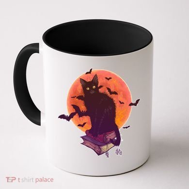 Cool Halloween Black Cat Moon Coffee Mug